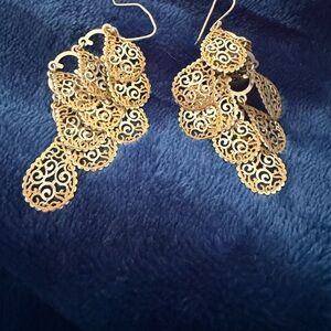 Delicate Gold Filigree Chandelier Earrings